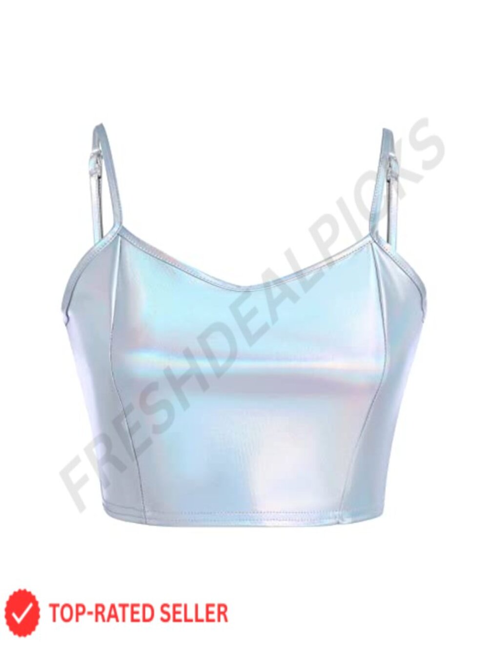 Women's Holographic Metallic Off Shoulder Crop Top Strapless Tube Top